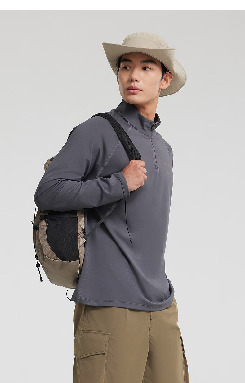 Metersbonwe Casual Long Sleeve Unisex 2025 Spring New Half-Zip Breathable Outdoor Sports T-Shirt 6