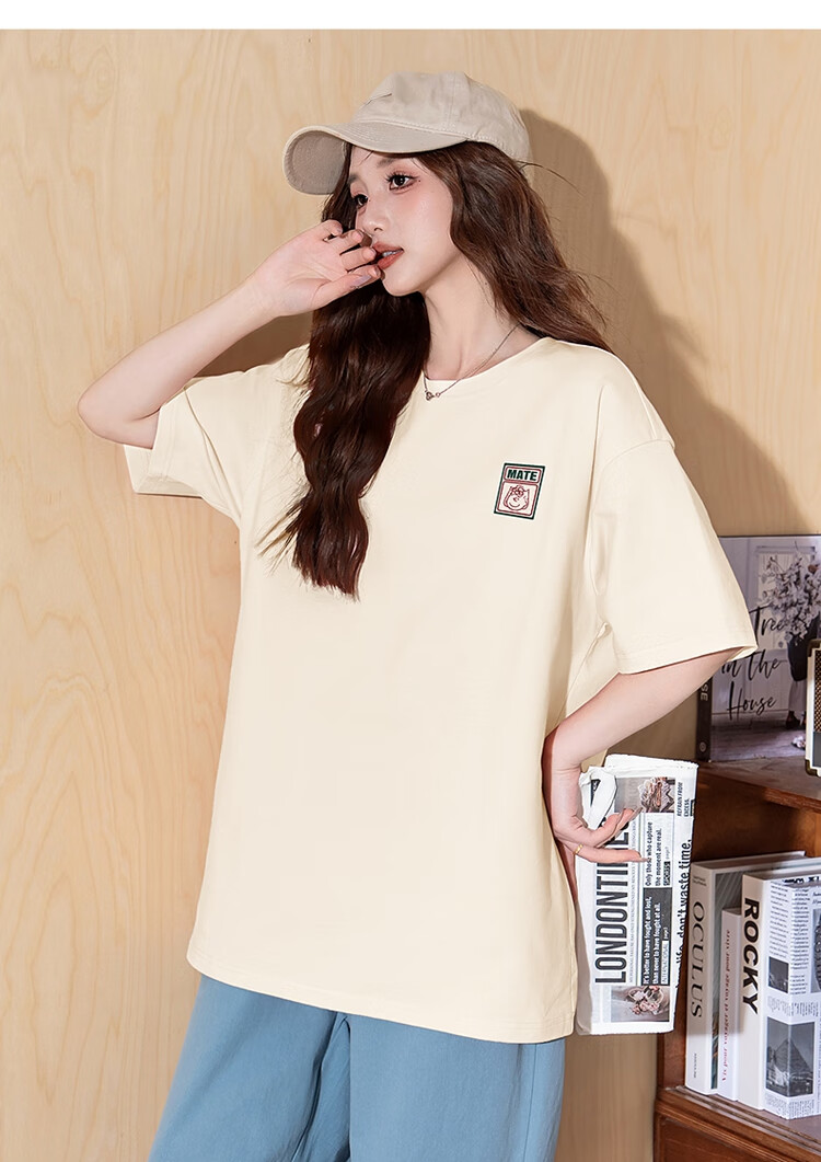 TonLion 2025 Summer Women's Snoopy Collaboration Mid-Length Short Sleeve T-Shirt 9