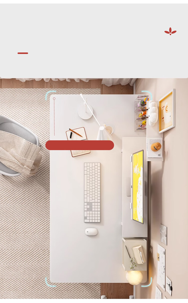 L&S Computer Desk Home Desktop Gaming Study Office Writing Desk BGZ786 Cream White 140cm 3