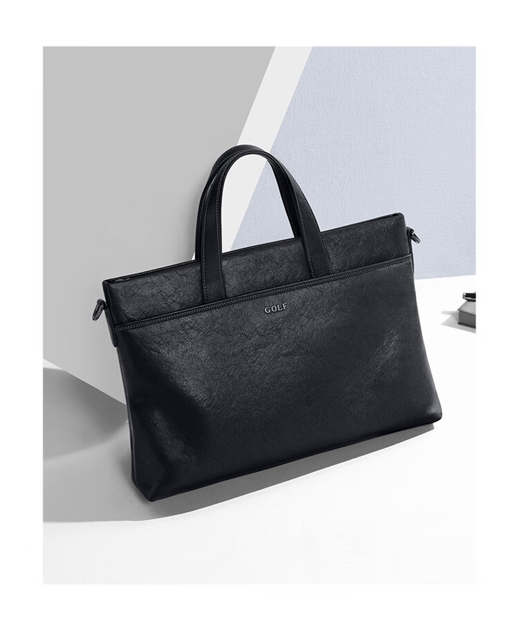 GOLF Business Briefcase Men's Soft Leather 14/16 Inch Laptop Bag Shoulder Crossbody Office Document Bag 16