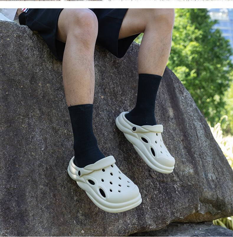 MINISO Men's Summer Outdoor Anti-Slip Thick Sole Sandals Odor-Resistant Beach Closed-Toe Slippers Couple Khaki Size 40-41 13