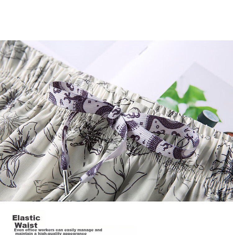 Dme [National Style Ink Painting Impression] Summer Cool, Smooth, Flowing, Thin, Comfortable, Elastic Waist, Slimming, Concealing, Casual Pants 3