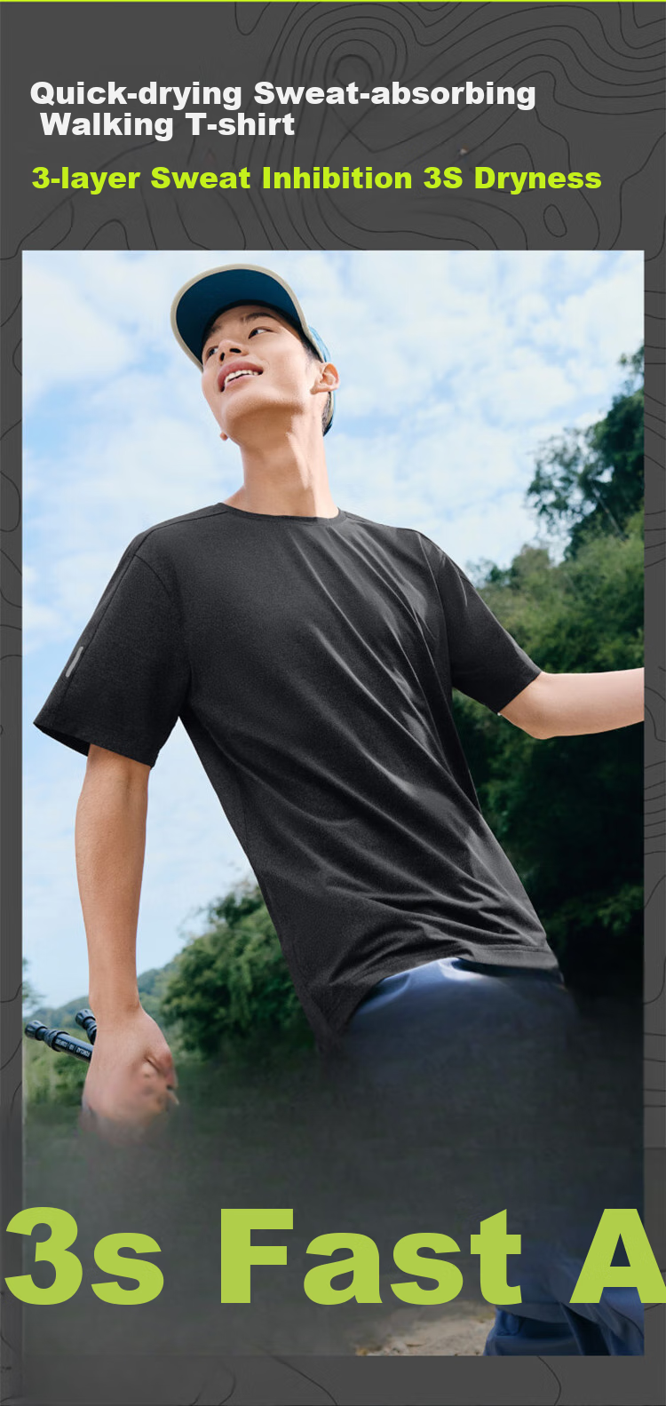 Beneunder Men's Short Sleeve T-Shirt, Summer Sports Quick-Dry T-Shirt, Breathable Comfortable Round Neck Loose Undershirt HI943 3