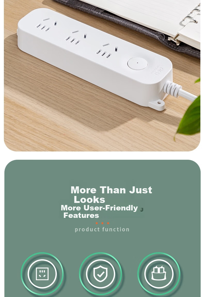 Deli 33912 (1.8) Elegant White Series New National Standard Safe Power Strip/power Bar/power Board/power Extension Cord, Master Switch, 3 Outlets, 1.8 Meters, 33912 2