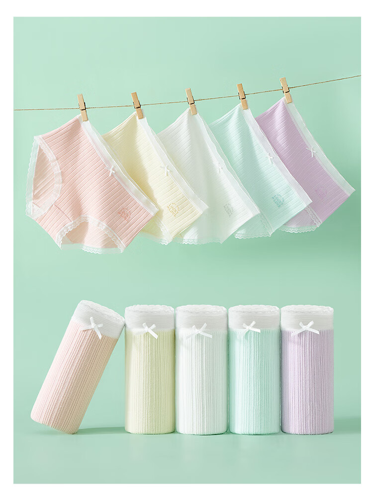 LangSha Kids Girls Summer Comfortable Breathable Mid-Large Child Student Baby Girl Triangle Briefs 3-Pack Size 160 5