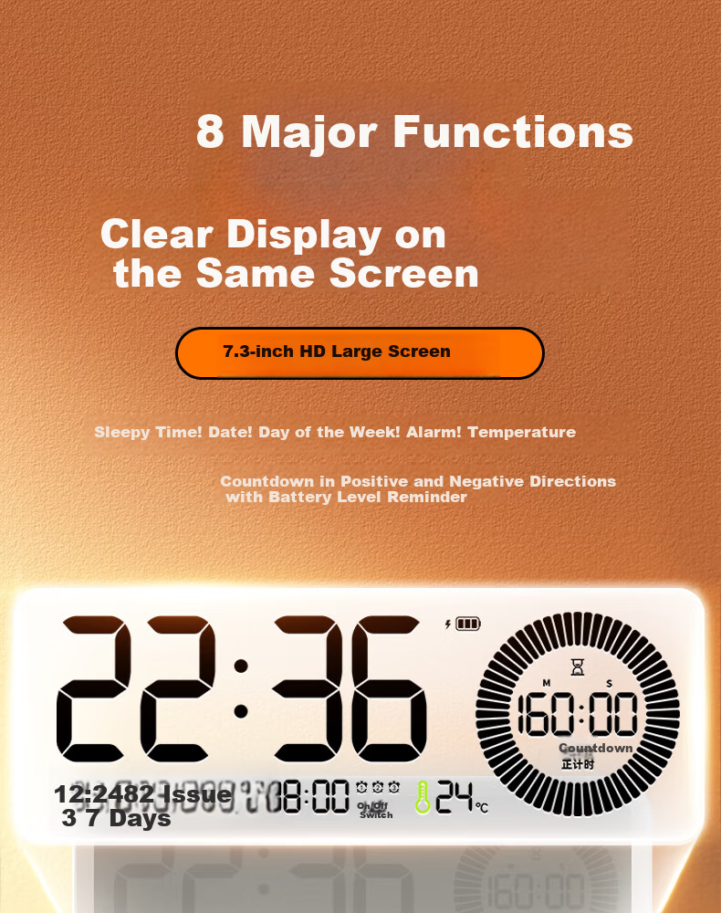 Timess Visual Timer Alarm Clock for Students And Children, Wake-Up Self-Discipline Tool, 202 New Model Multifunctional Rechargeable Time Management Device, Silent Timer for Back to School 10