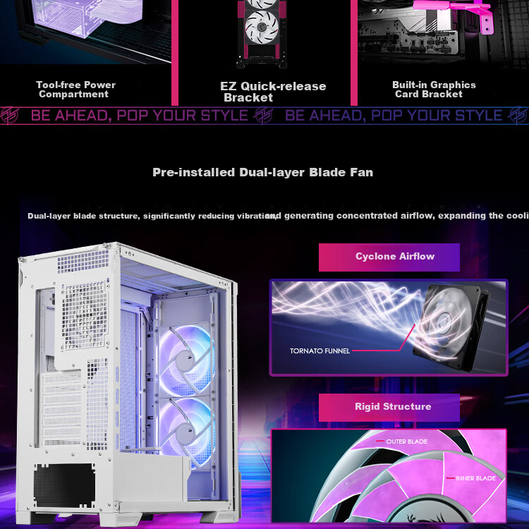 MSI Knife Edge 300R Black MPG VELOX 300R AIRFLOW PZ Desktop Computer Case (Built-In Graphics Card Bracket, 360mm Water Cooling Support, Compatible with ATX Rear-Mounted Motherboard) 6