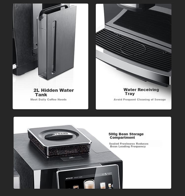 Jinu (Jetinno) [7-Day Trial] Fully Automatic Coffee Machine for Home And Office Use with Integrated Grinding (64mm Flat Blade), Dual Boiler, Self-Cleaning JL15 (20g Ground Coffee Container) 27