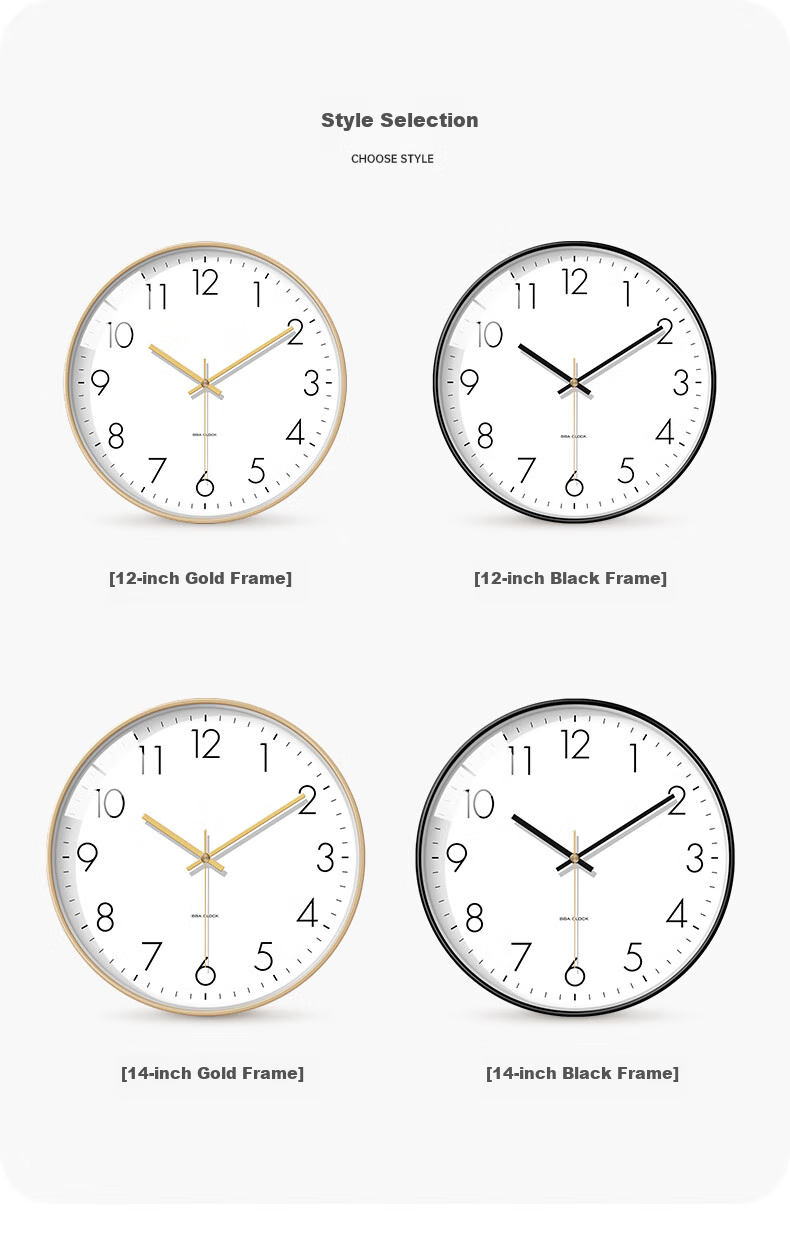 BBA Wall Clock, Simple Living Room Timepiece, Home Bedroom Living Room Clock, Modern Creative Quartz Clock, 35cm Vintage Black 3