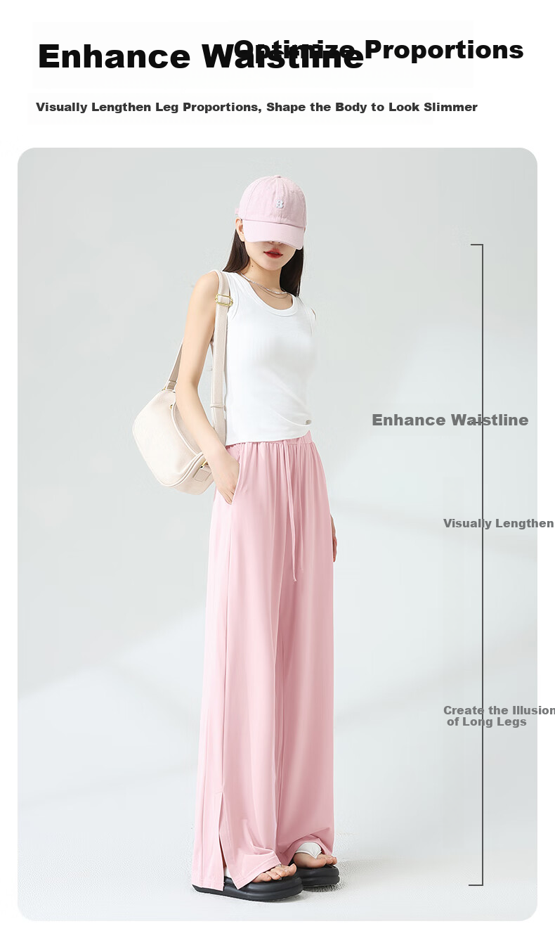 MJ STYLE Sun Protection Ice Silk Split Pants for Women, New Summer 2026 Women's Clothing, Trendy Fashion Casual Versatile Simple Trousers 7