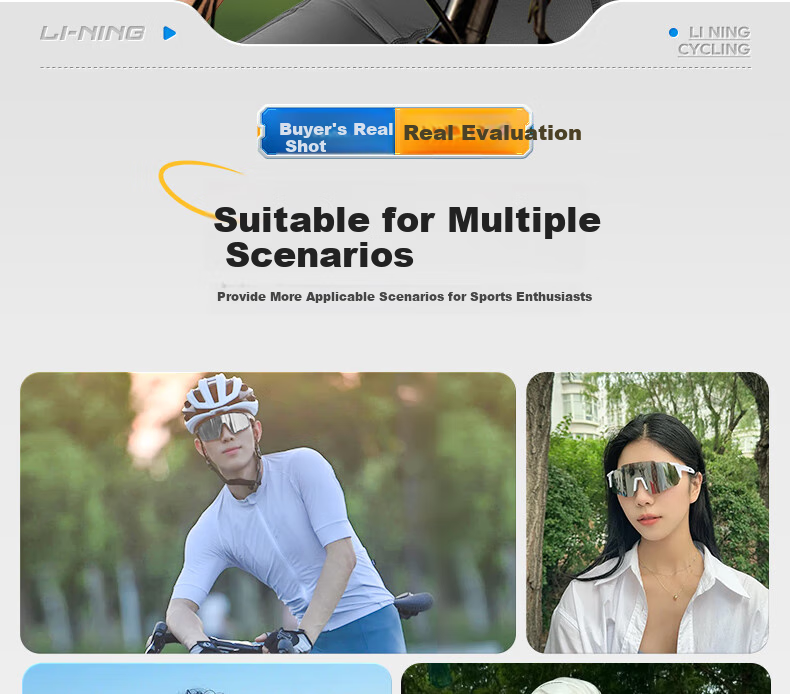 Li-Ning Cycling Glasses, Day And Night Use, Protective Goggles, Windproof Sunglasses, Bicycle Windproof Running Hiking Sports Outdoor 2