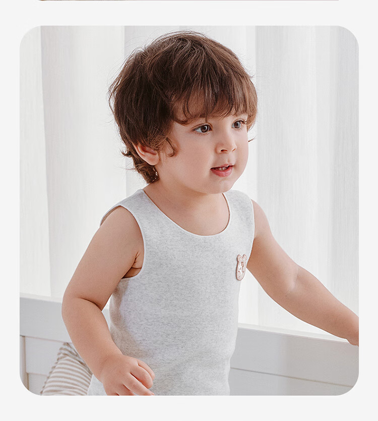 Labi Baby Children's Crew Neck Vest 2-Pack, Four Seasons Stretch, Unisex Toddler Baby Homewear Base Layer Vest, Heather Gray, Size 90 4