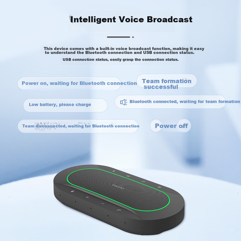 DAIPU DP-BM60 - всенаправленный микрофон для видеоконференций, 6 метров, Bluetooth, USB, 10-элементная решетка, для помещений 60 м²