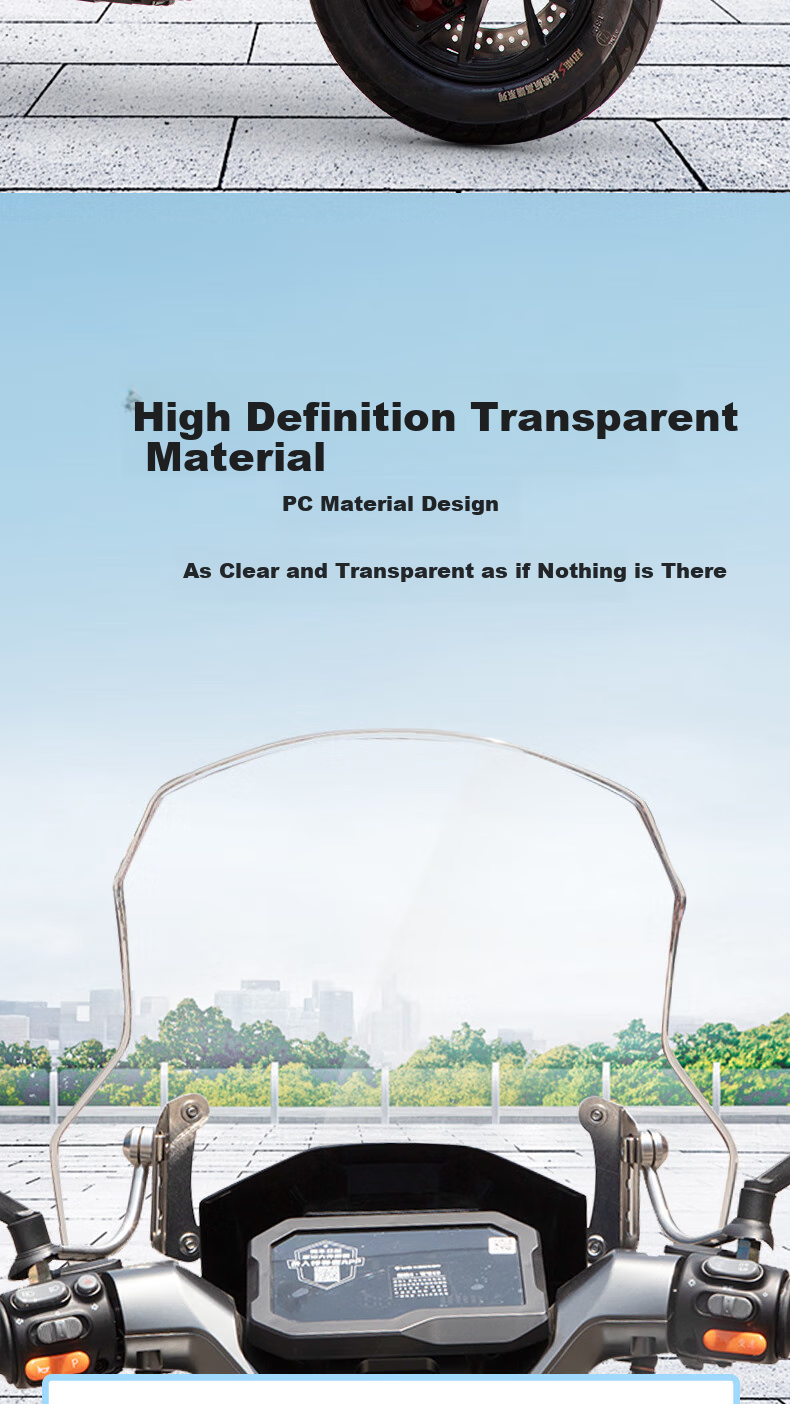 Yueye Electric Vehicle Windshield, Battery Car Motorcycle Windshield, PC Front Windshield Cover, Rainproof, High-Definition Transparent Windshield 6