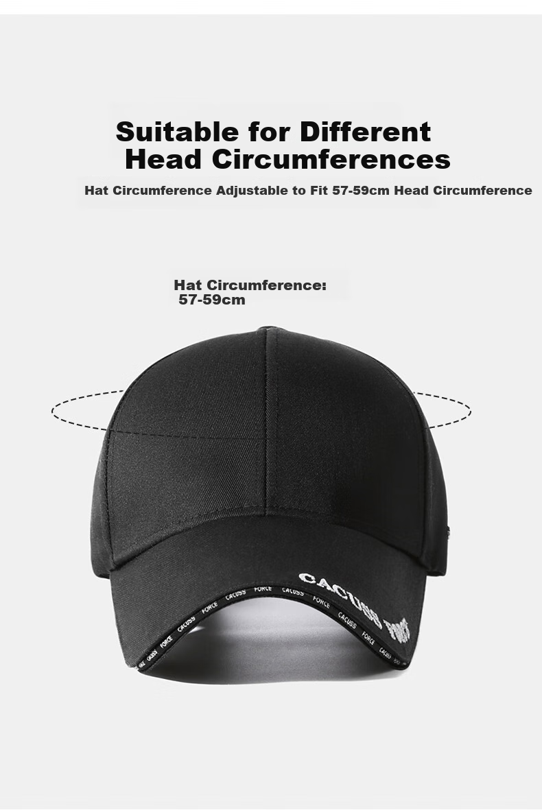CACUSS Baseball Cap for Men, All Seasons, Large Head Circumference, Face-Slimming, Hard Brim, Sun Visor, UV Protection, Outdoor Versatile Hat 2