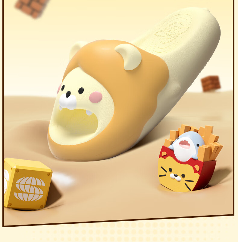Chikoku Lion Shark Cute Cartoon Slippers, Women's Summer Home Use, Thick-Soled Comfortable Soft-Bottomed, Couples' Home Sandals for Me 10