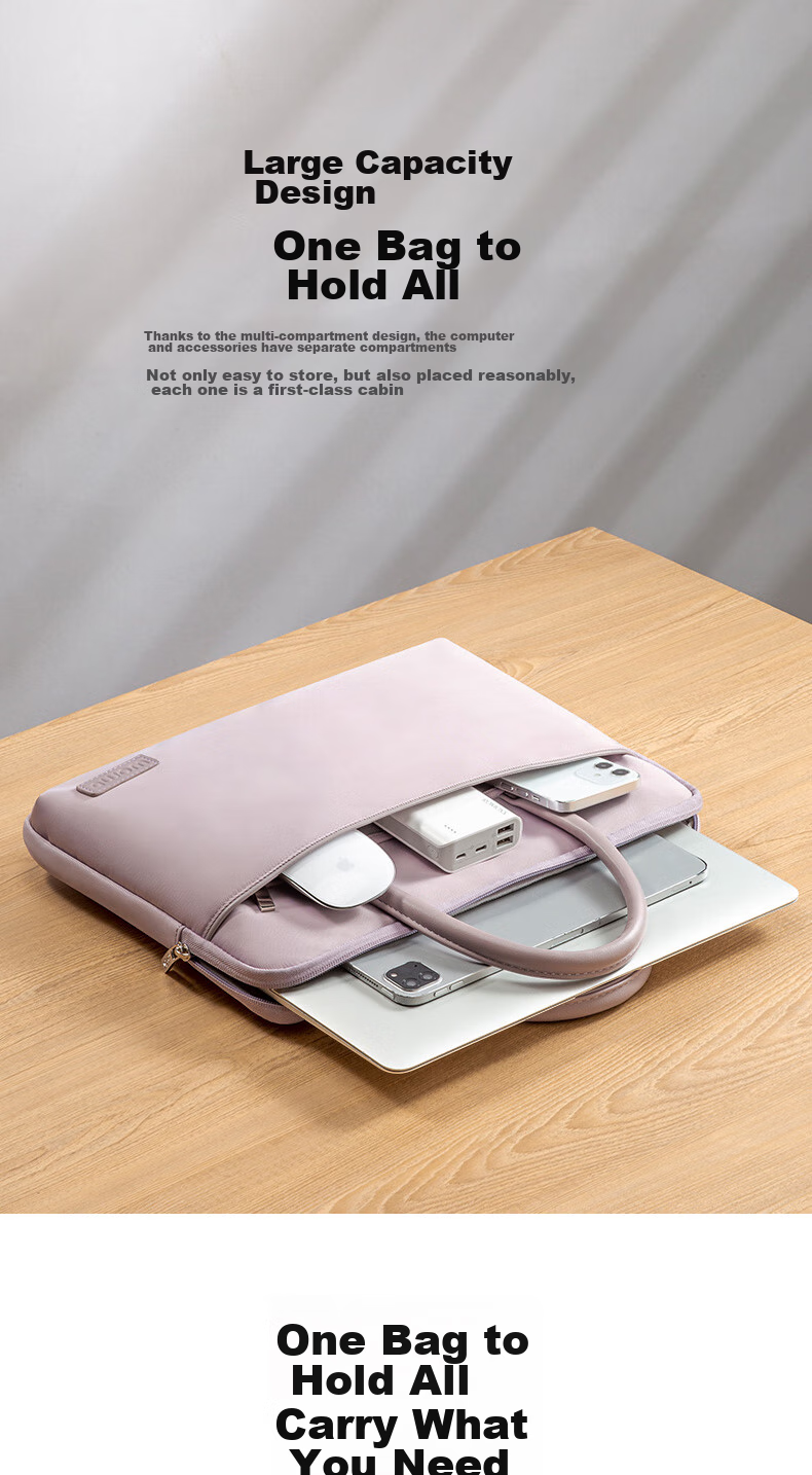 WOMT Inkless Laptop Bag for Women, Handheld, Suitable for 13.3/14 Inch Laptops, Compatible with Apple, Lenovo Xiaoxin Air, Huawei Matebook 14s, ASUS, Dell, Xiaomi, HP, Microsoft 6