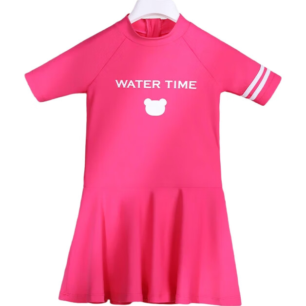 Детский купальник WATERTIME, цельный, для девочек, профессиональный, для плавания, с коротким рукавом, с принтом, для бассейна и пляжа, материал: нейлон, спандекс