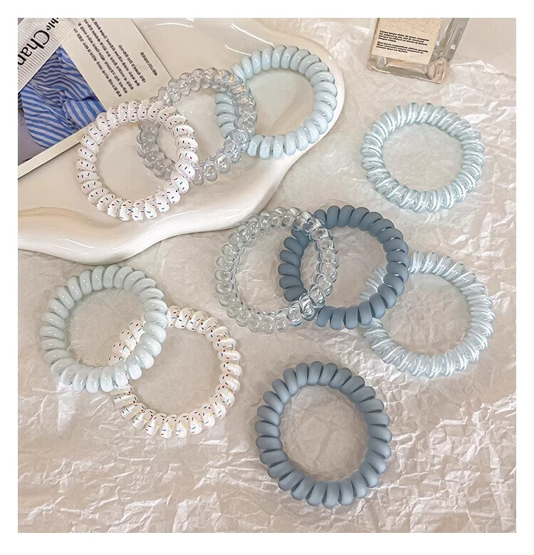 BQI Blue Telephone Cord Hair Tie for Women, High Elasticity Hair Band, Simple Elegant Durable Hair Tie, 2025 New Hair Accessory 2