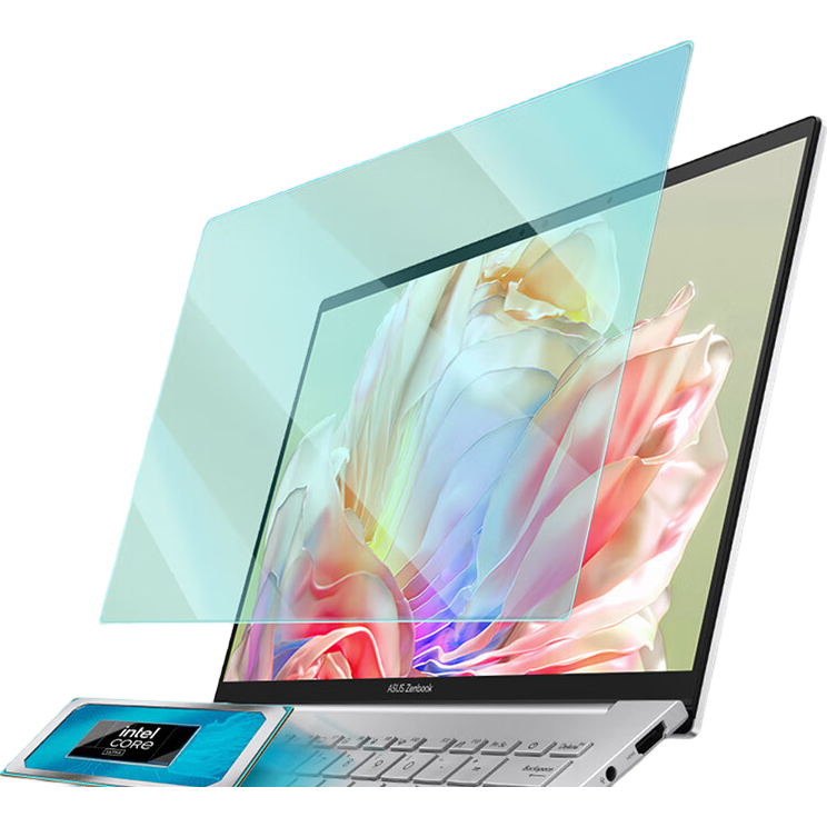 Jiasu ASUS Lingyao 14 2025 Model Black Keyboard Protector, Anti-Blue Light Tempered Glass Film, 14-Inch Laptop Tempered Glass Protective Film Set, All-Inclusive for Convenience
