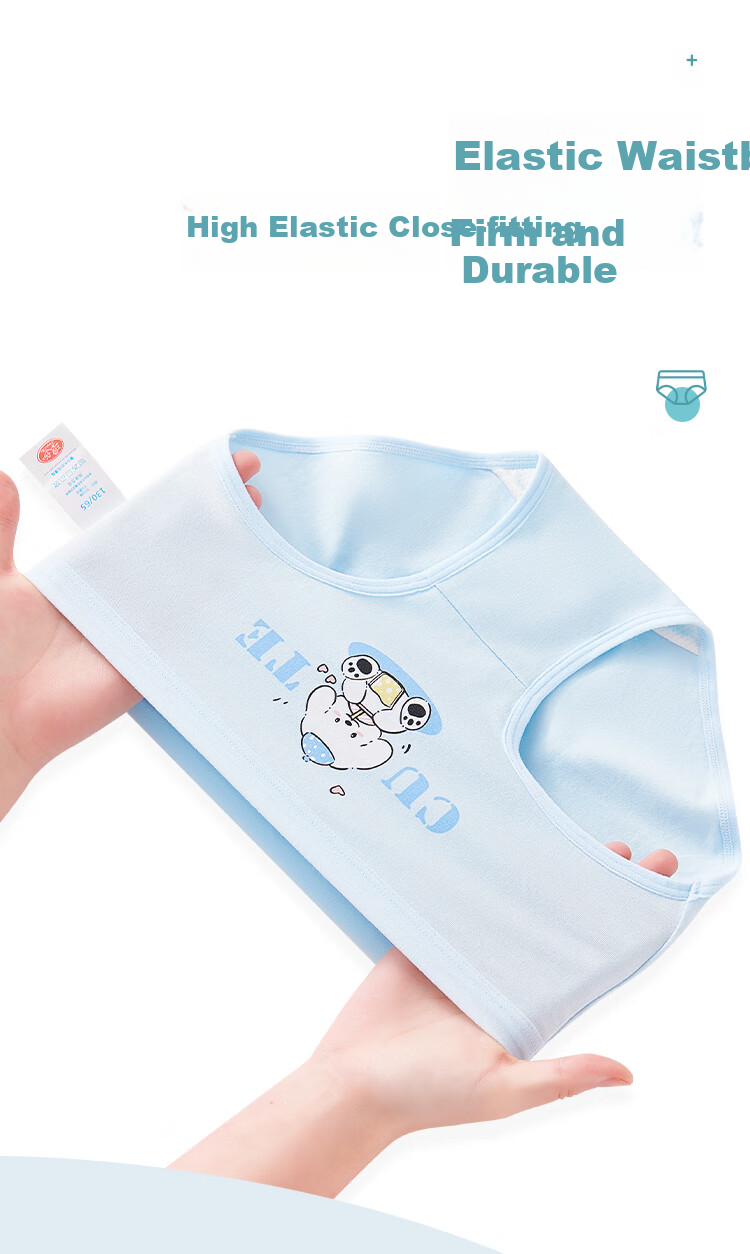 LangSha Children's Underwear, Girls' Panties, 5A Antibacterial, Teenage Developmental Period Triangle Briefs, 4-Pack, Blue Puppy Design, Size 140 7