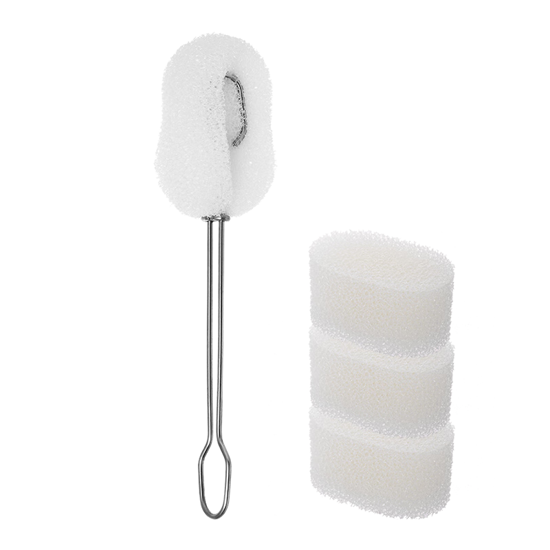 JD Original Cup Brush, Long Handle Bottle Brush, Cup Brush for Glass And Thermos, Cleaning Brush *1 + Replacement Heads *3