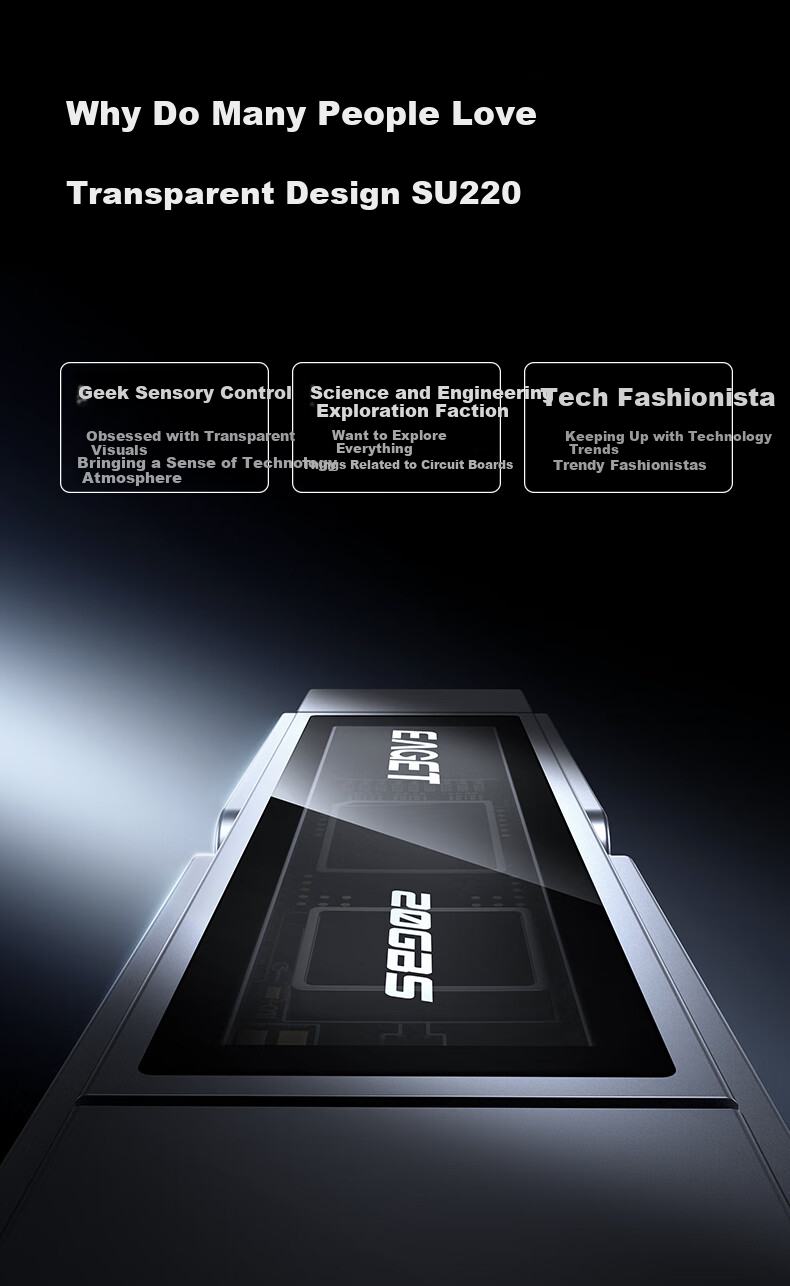 EAGET SU220 512GB Dual-Interface Portable SSD Flash Drive, 2000MB/s, USB3.2/Type-C High-Capacity Flash Drive, Compatible with Phones And Computers, Office USB Drive 3
