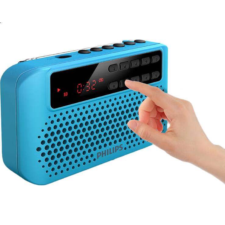 Портативный FM-радиоприемник PHILIPS SBM120 с MP3-плеером, карманный, синий