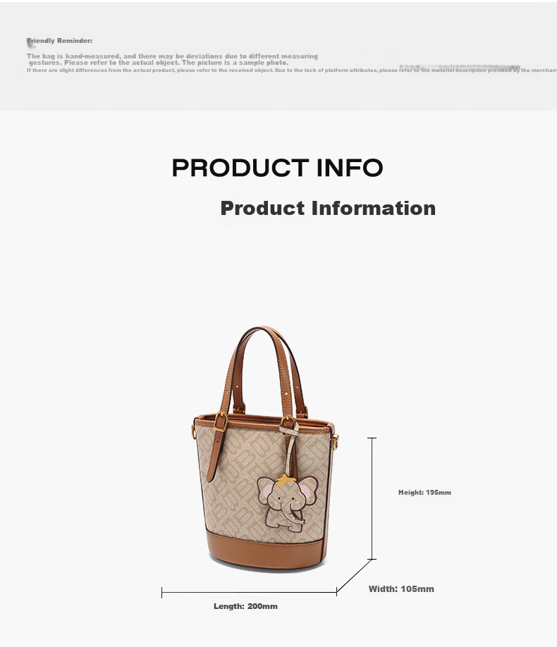 Belle Mother's Day Gift, Women's Bag, Seagull Logo Tote Bag for Mom, Little Dinosaur Bucket Bag X7233AX5, Crimson Color 5
