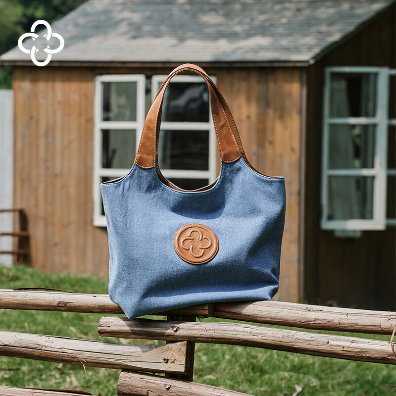 CASSILE Women's Denim Tote Bag, Large Capacity Commuter Handbag, Light Luxury Tote Bag, 520 Gift