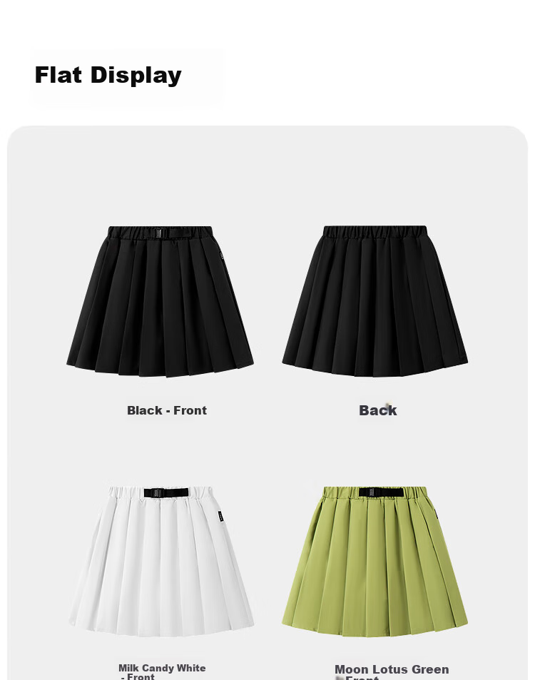 Annil Girls' Skirt, 2025 Summer New Fashion Sporty Style Elastic Black Pleated Short Skirt 11