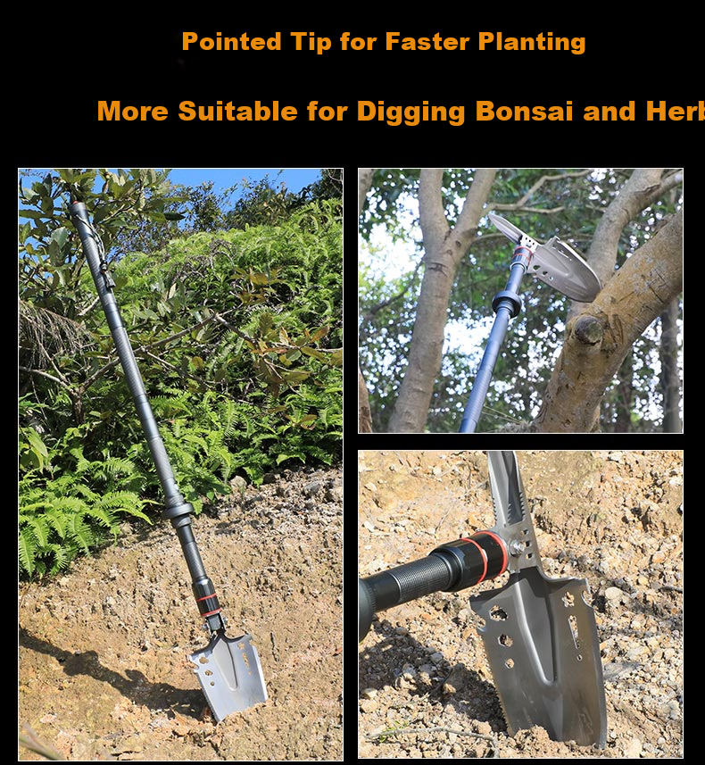 TRE-Hana HN-G22 Flagship Military Shovel with Built-In Lighting, Multifunctional Folding Shovel, Car-Mounted Iron Spade, Military Entrenching Tool 11