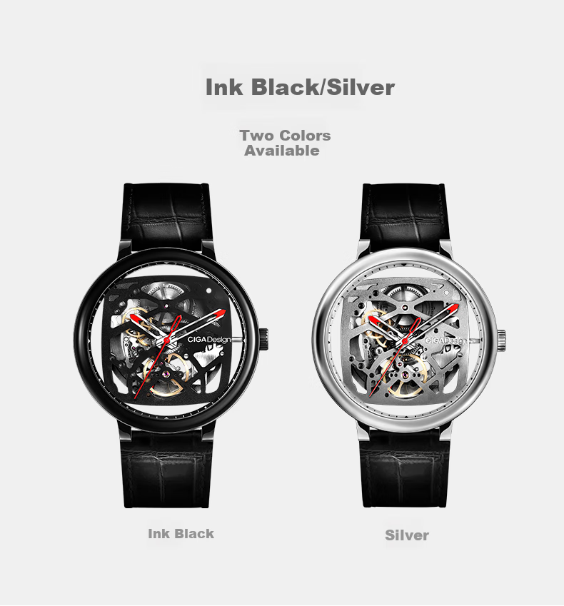 CIGA Design Z Series Square And Round Path Fully Skeletonized Mechanical Watch for Men, Birthday Gift 12