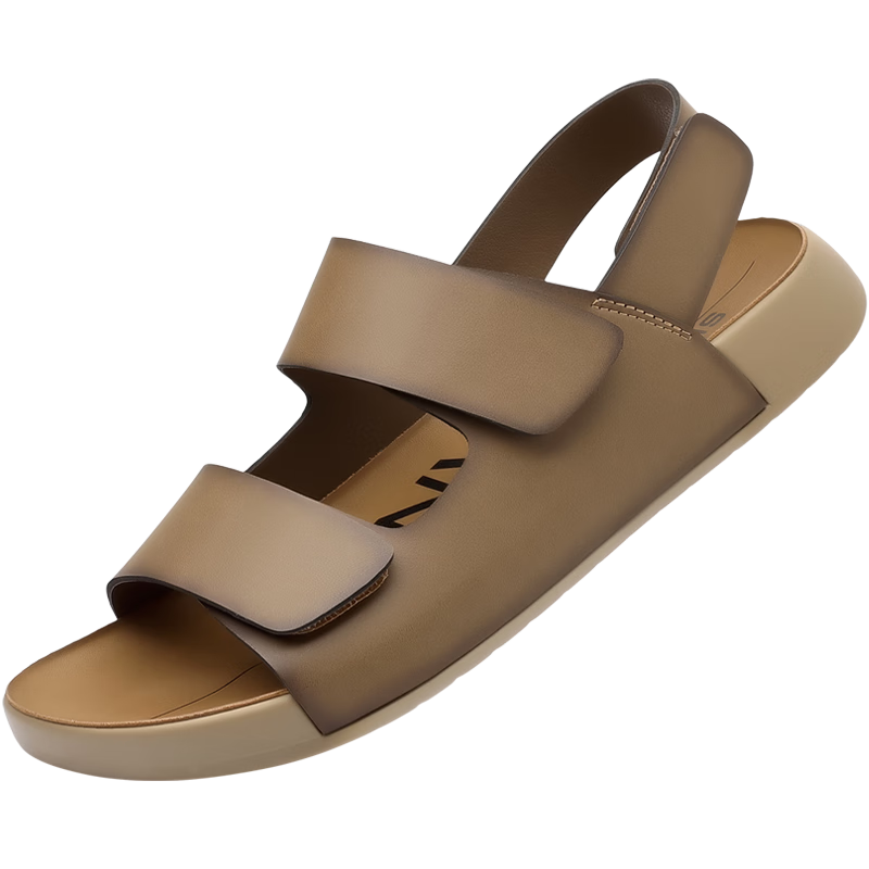 Aokang Men's Summer Sandals Beach Shoes Fashion Outdoor Casual Sports Sandals Birkenstock Style Khaki Size 40