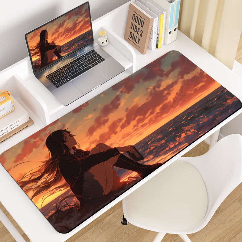 Juyingfeng Large Mouse Pad for Office, Gaming, FPS Smooth Surface, Anime Style, Chinese National Style, High Aesthetic Value, Premium Desk Mat for Men And Women, Sunset And Sea View Design, 800*300*2mm
