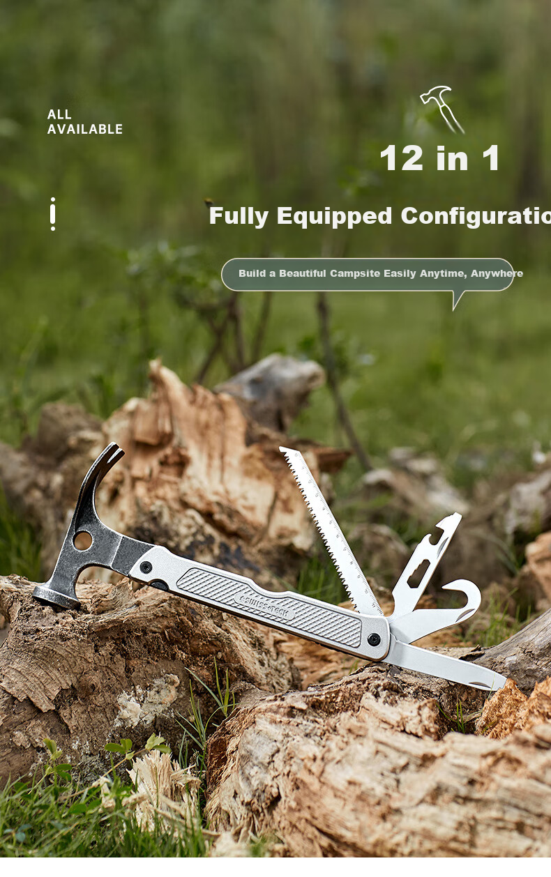 SHEFFIELD Swiss Technology Outdoor Camping Ground Stake Hammer Multi-Functional Hammer Tent Canopy Hammer Mallet Camping Ram's Horn Hammer 2