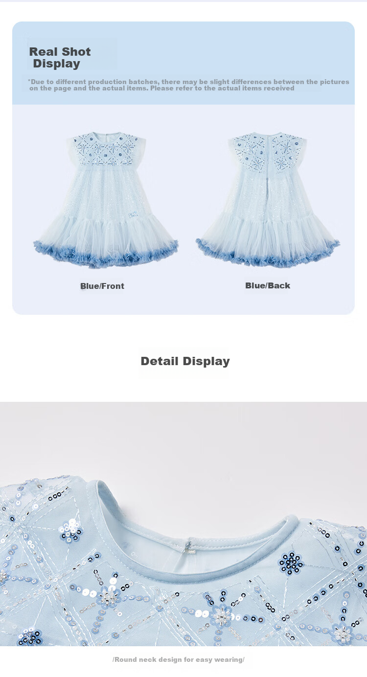 Disney Elsa Princess Dress, Girls' Summer Dress, New Style for 2026, Children's Clothing 3