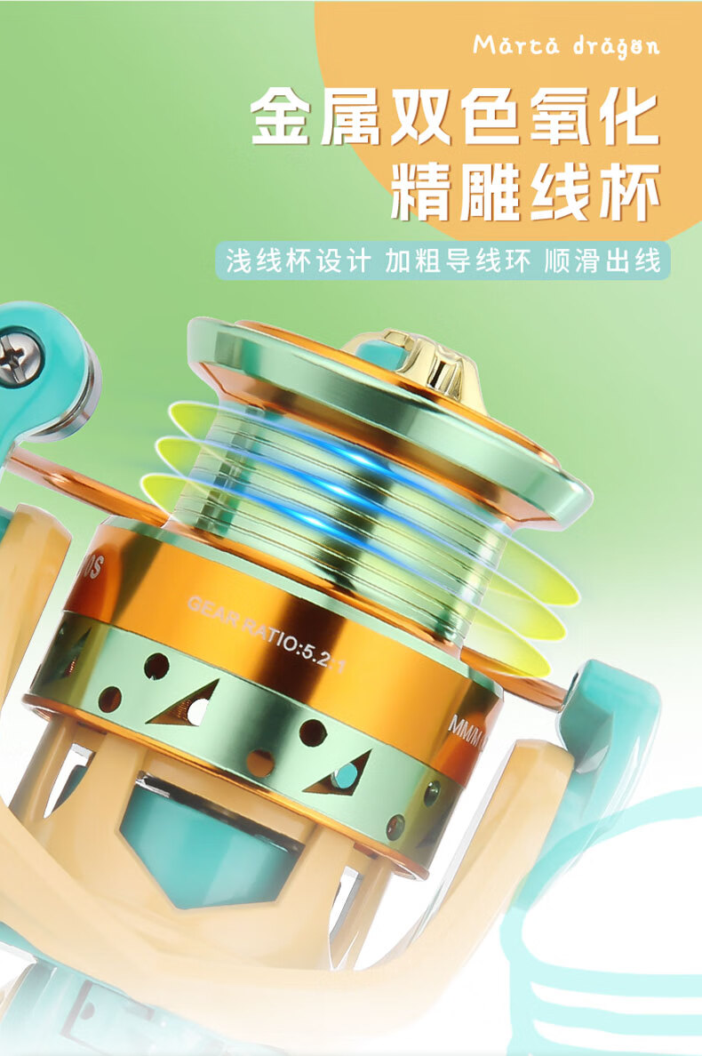 HAUT TON Macaron II Spinning Fishing Reel Universal Micro Lure Fishing Reel 5000 Series 1