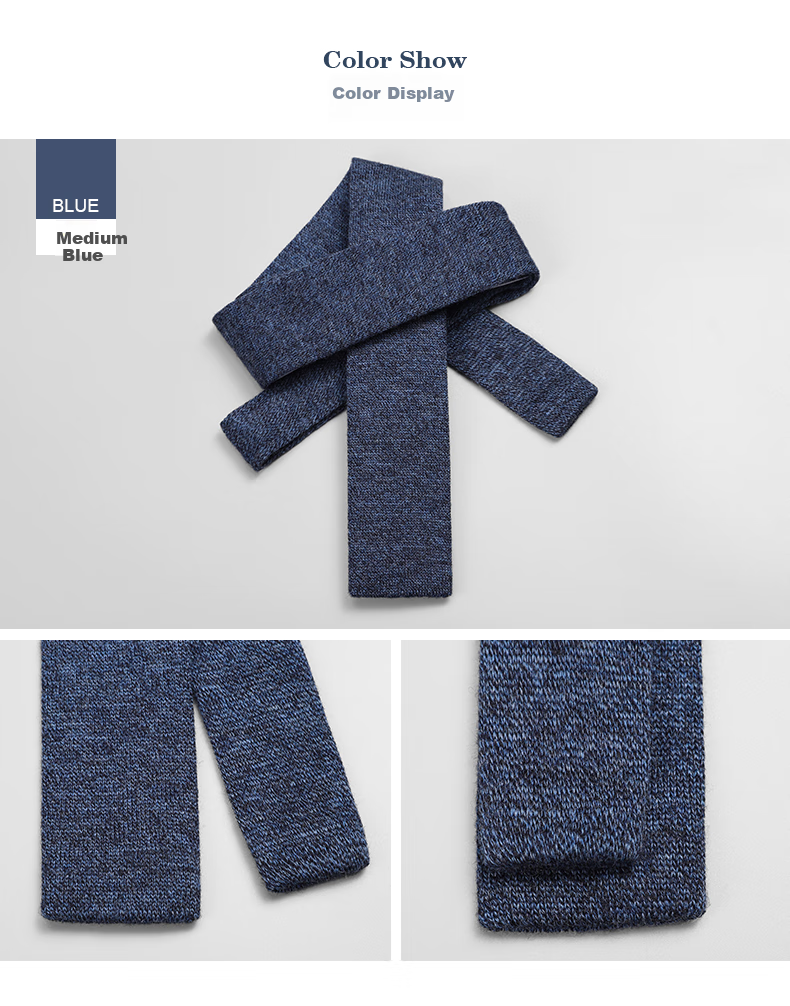 Goldlion Men's Korean-Style Knitted Wool Slim-Fit Casual Knitted Tie, Medium Blue-55, 000 5