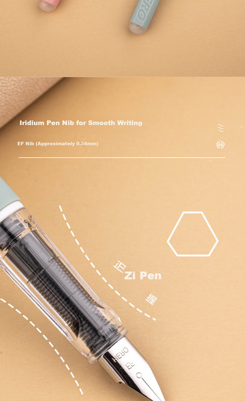 HERO Fountain Pen, 1359 Morandi Series, Fine Nib, Heat-Sensitive Erasable Iridium Gold, for Male And Female Beginners, Third Grade Posture Correction Ink Pen, EF Nib, Gree 2