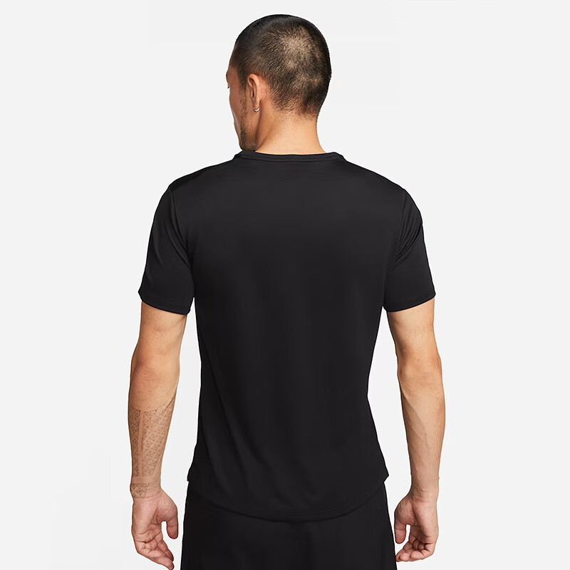 NIKE Men's Sun Protection Short-Sleeve T-Shirt, Knitted Collarless, Athletic Casual, DV9316-010 Black And Gray, XL