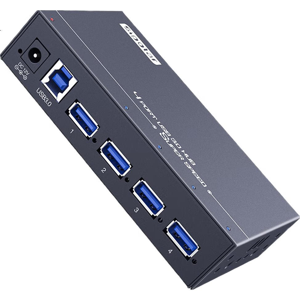 SIPOLAR USB 3.0 Expansion Dock с блоком питания, 4-портовый разветвитель A-4U30 (1.4 метра), концентратор для ноутбуков и настольных компьютеров, подключение жестких дисков, клавиатуры, мыши, промышленный класс, один порт 1A