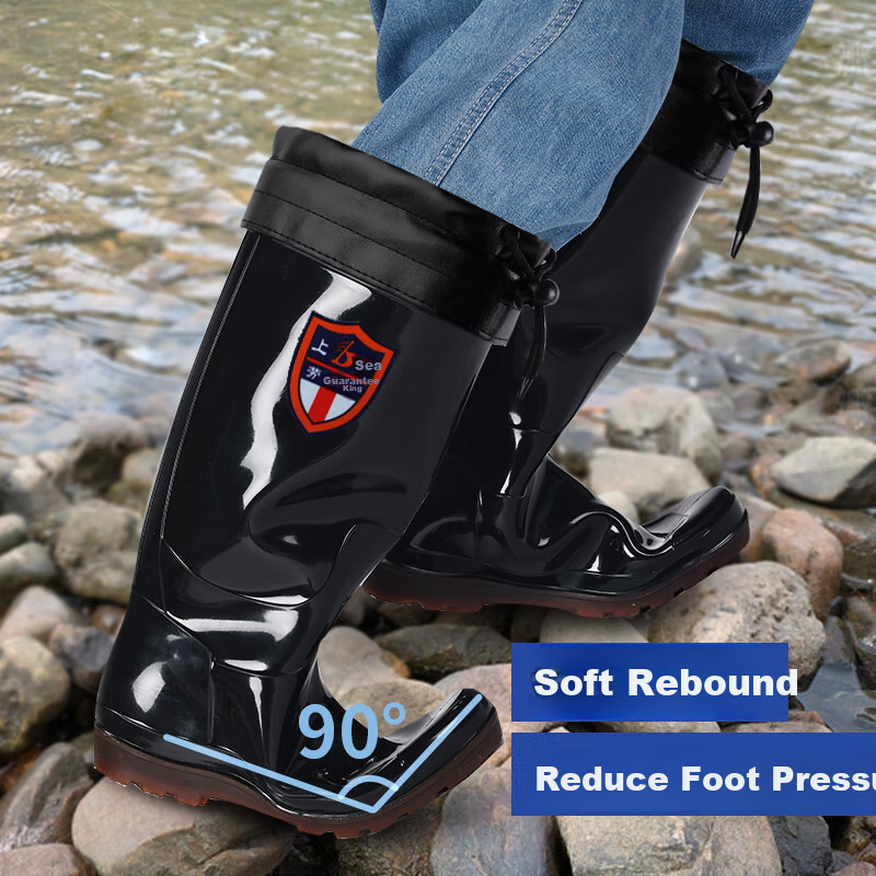 Мужские резиновые сапоги FOOTOPPO, водонепроницаемые, высокие, для улицы, размер 44, черный