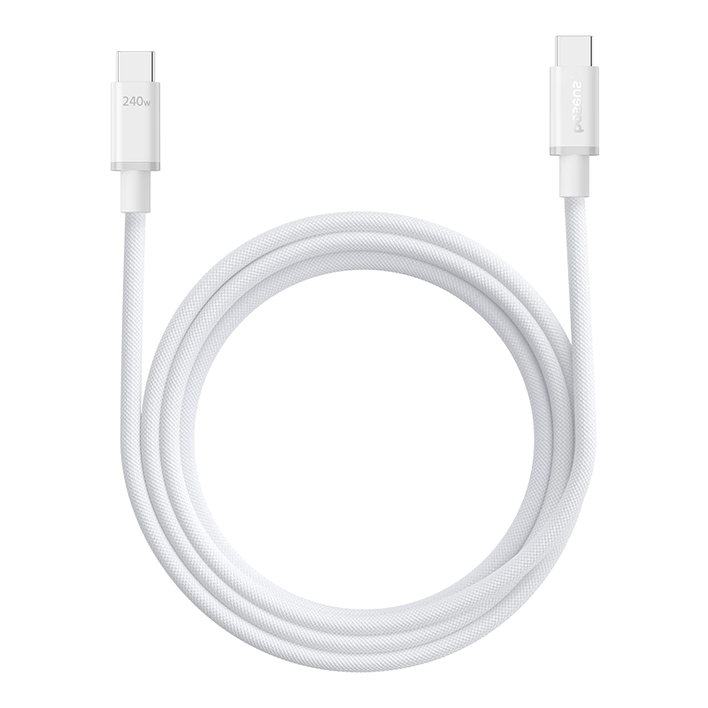 Baseus Anti-Dirt Braided 240W Dual-Head Type-C Charging Cable for iPhone 17 Pro Max/16/15, Huawei, Xiaomi Phones and Computers, 2m White