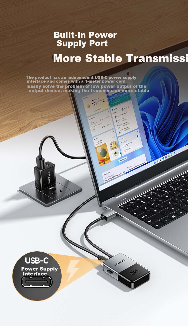 SAMZHE HDMI Wireless Screen Mirroring Device, High-Definition Conference Sharing Device, Compatible with Laptops And Desktop Computers, for Connecting to TVs, Monitors, And Projectors, Point-To 50-Meter Transmission Device WP402 14