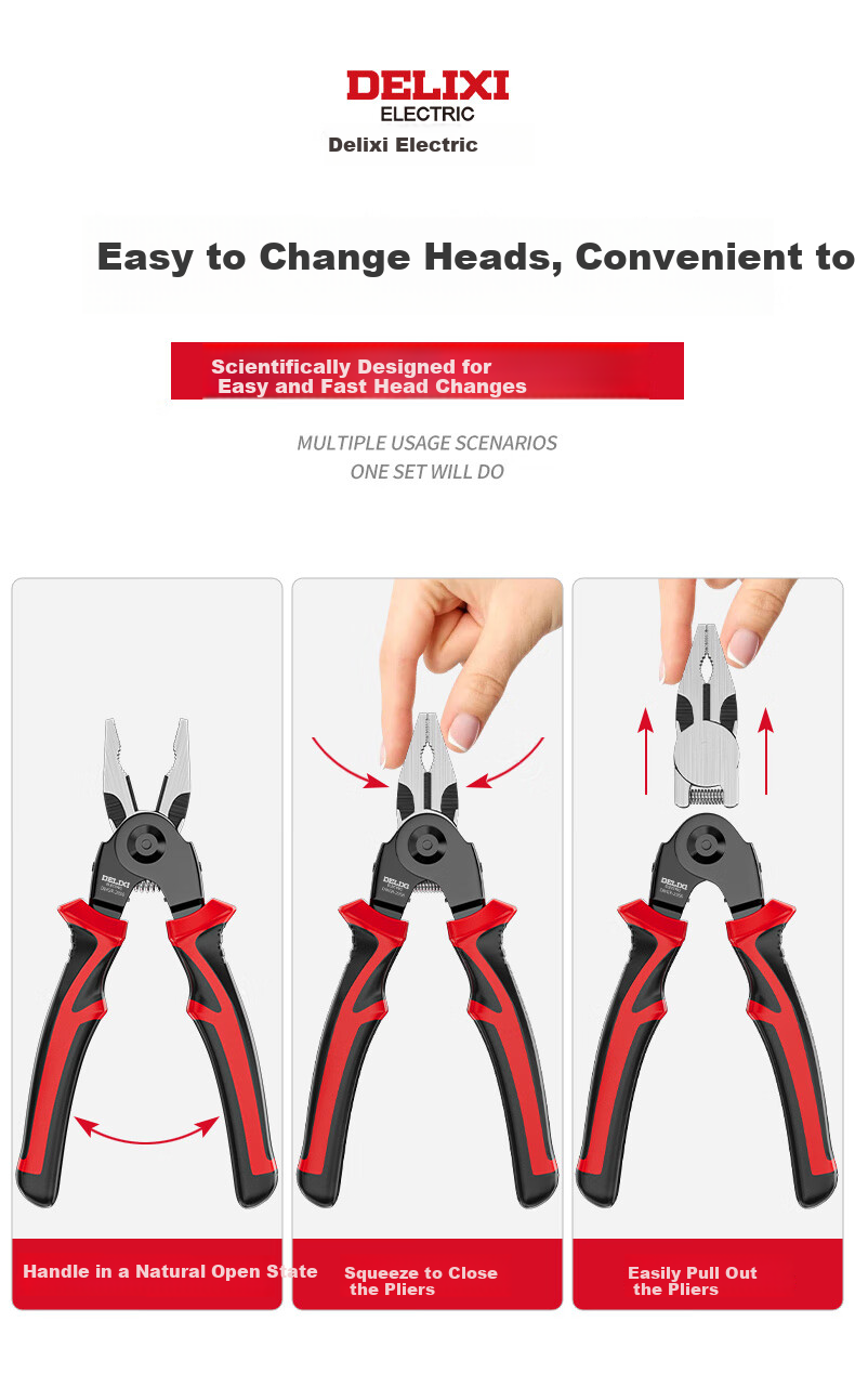 DELIXI Multi-Functional Pliers Set: Wire Cutters, Cable Strippers, Electrician's Pliers, Line Cutters, And Wire Crimpers 2