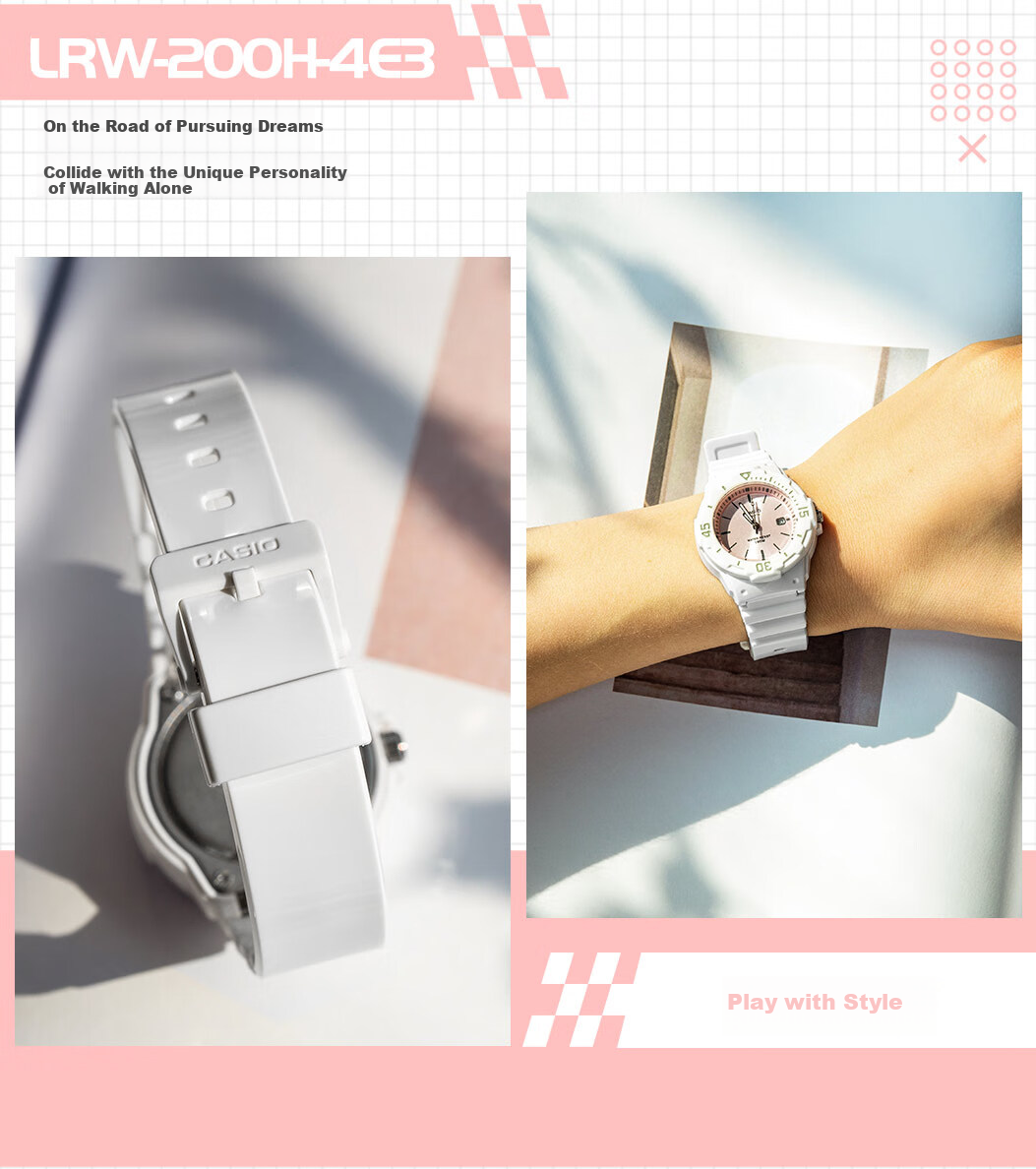 Casio Watch for Women Students, Exams, Children's Analog Watch, Luminous, Sports, Waterproof, Quartz Watch for Men And Women LRW-200H 12