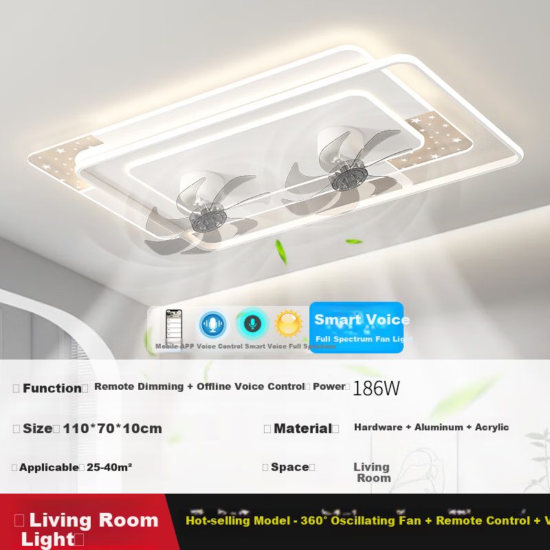 Zhangcheng Ceiling Fan Light, Integrated Fan And Light for Living Room, Zhongshan Lighting Fixture, Bedroom And Dining Room Lamp with Installation Included