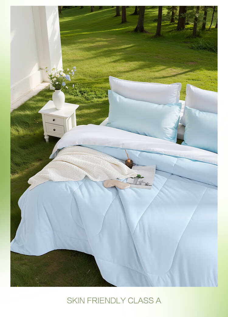 FUANNA A-Class Ultra-Soft Soybean Quilt 60% Soy Fiber Comforter Single/Double Spring Autumn Quilt Core 203*229cm Blue 1