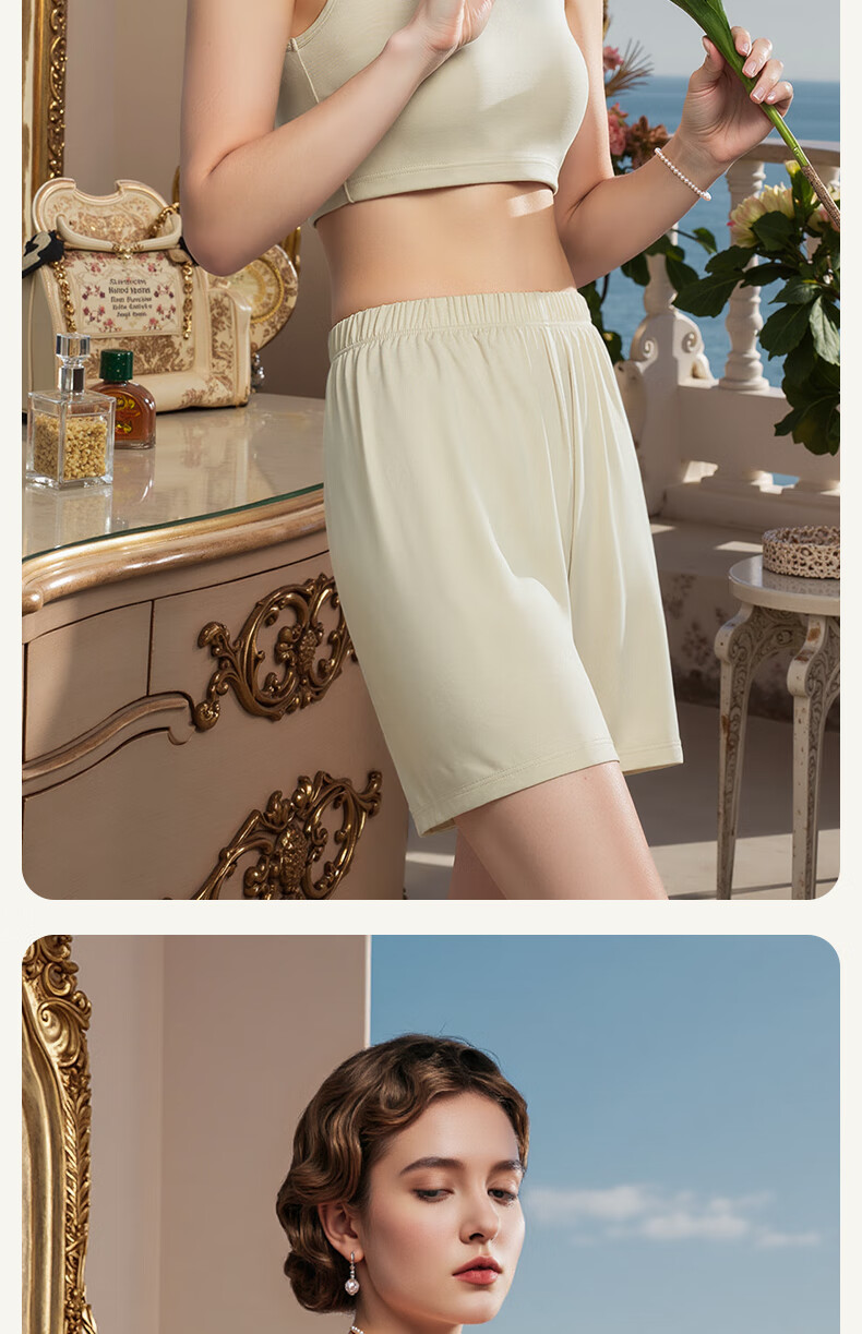 Montagut Modal Women's Home Sleep Shorts Loose Fit Summer Thin Safety Ice Silk Cooling Mid-Length Pants 11